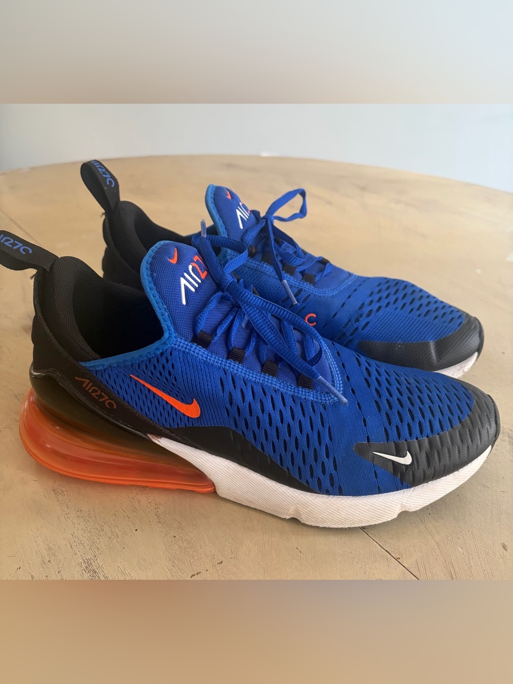 Nike Air Max 270 Blue Orange Running Sneakers Mens Size 9.5, Knicks,  AH8050-401